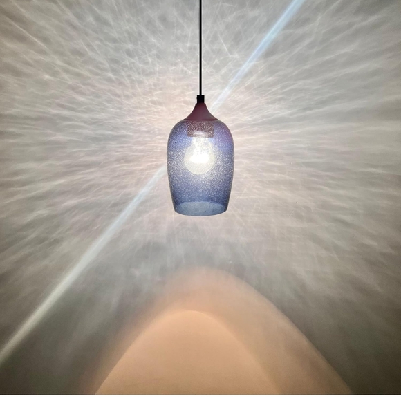 2 Pair Of Blue Glass Pendant Lights (38) - Picture 2 of 8